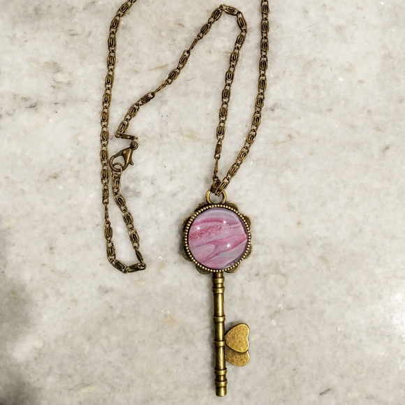 pashionpaint Jewelry - Fluid art key pendant